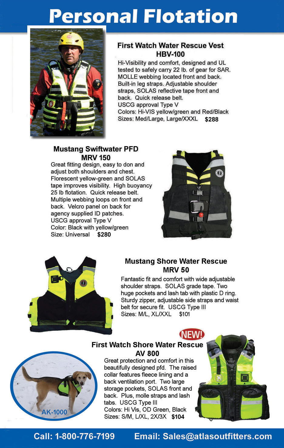 Water Rescue pfds, life jackets, Mustang Survival, First Watch