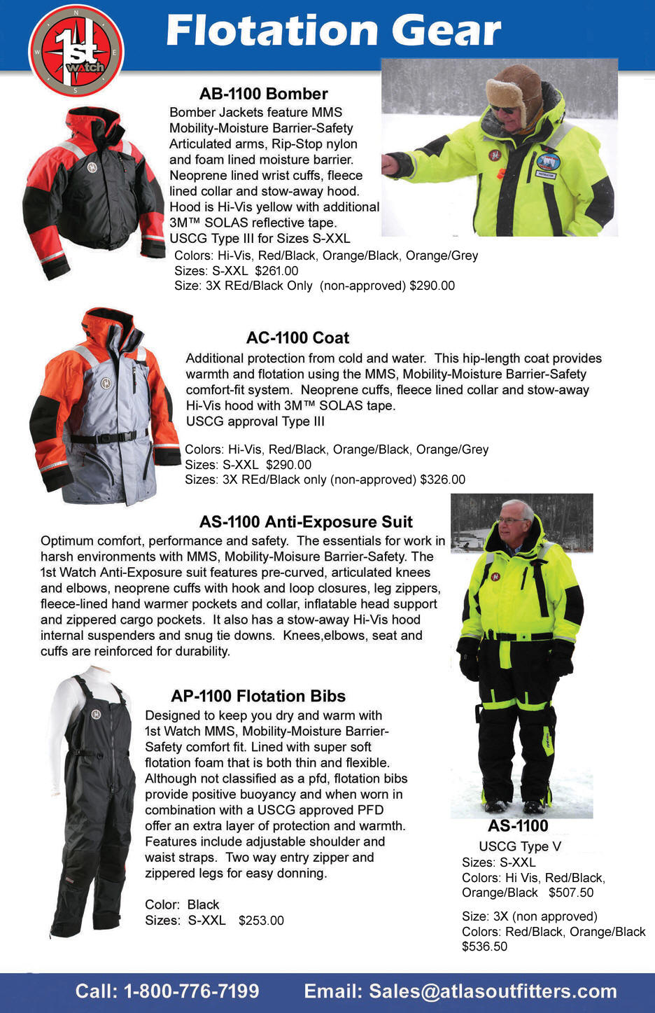 Flotation coats, work suits and bibs from First Watch