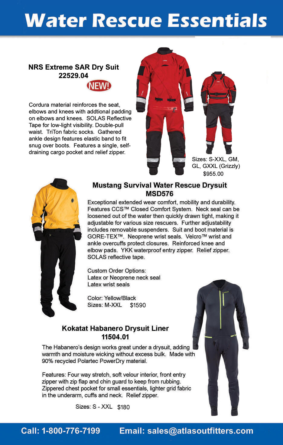 Swiftwater drysuits and liner, Mustang Survival, NRS, Kokatat