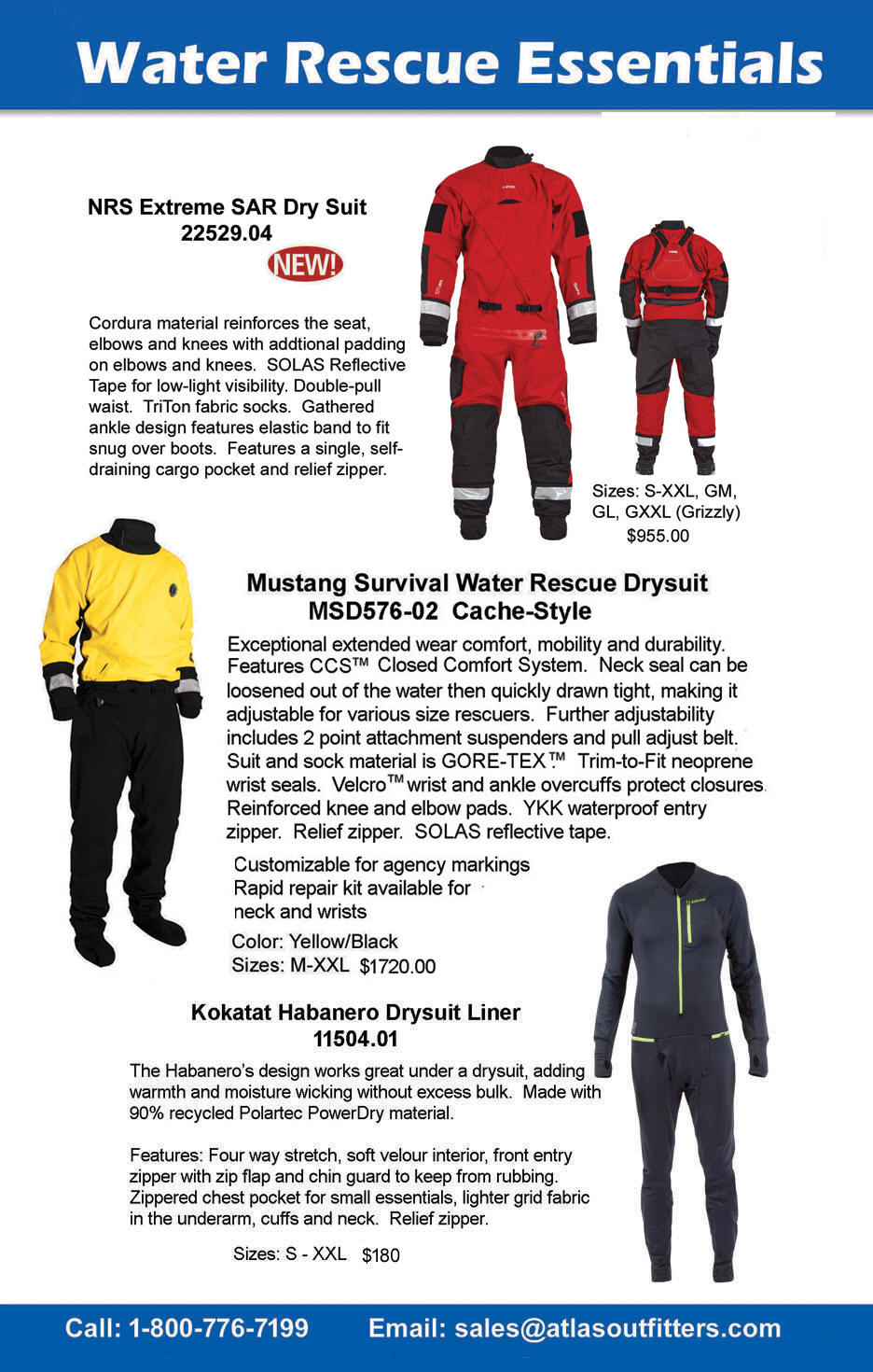 Swiftwater rescue drysuits from Mustang Survival and NRS