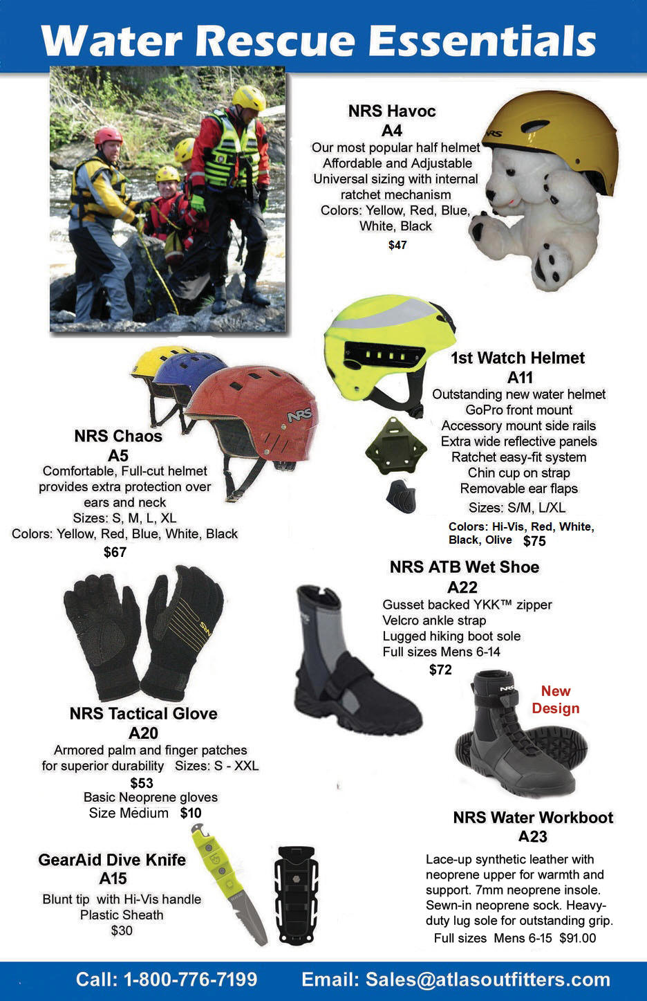 Water rescue helmets and boots